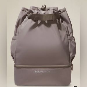 Tan convertible backpack and duffel.